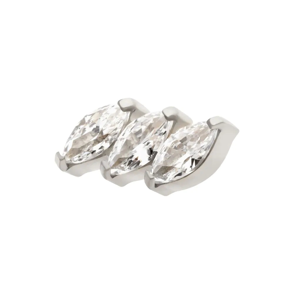 Titanium Threadless Marquise Crystal Diagonal 3-Cluster Top