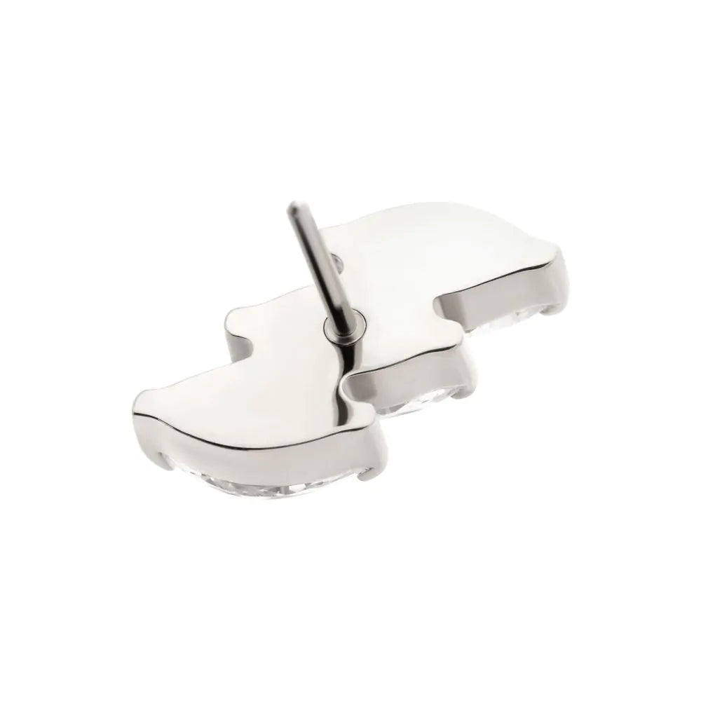 Titanium Threadless Marquise Crystal Diagonal 3-Cluster Top