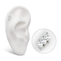 Titanium Threadless Marquise Crystal Diagonal 3-Cluster Top