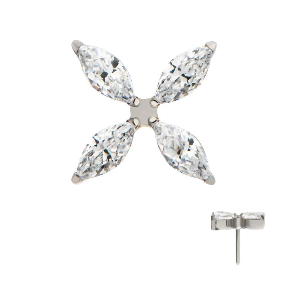 Titanium Threadless Pronged Marquise Crystal Blade Ceiling Fan Shape Top