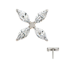 Titanium Threadless Pronged Marquise Crystal Blade Ceiling Fan Shape Top