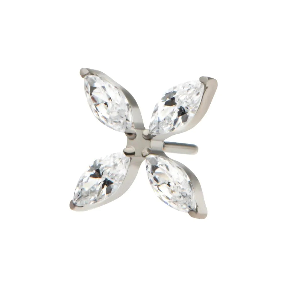 Titanium Threadless Pronged Marquise Crystal Blade Ceiling Fan Shape Top