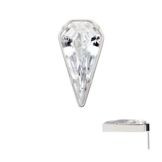 Titanium Threadless Prong Set Kite Shape CZ Top