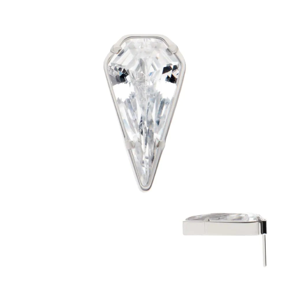 Titanium Threadless Kite Shape Crystal Top