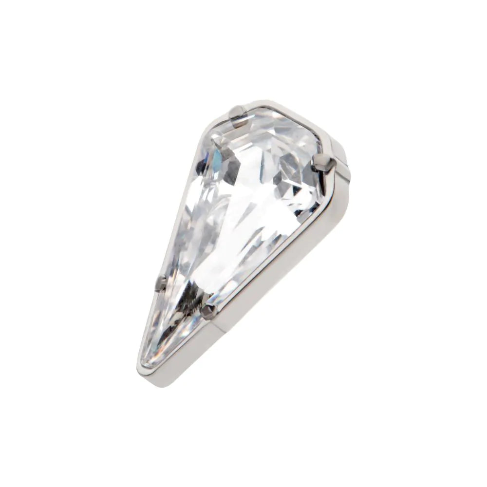 Titanium Threadless Kite Shape Crystal Top