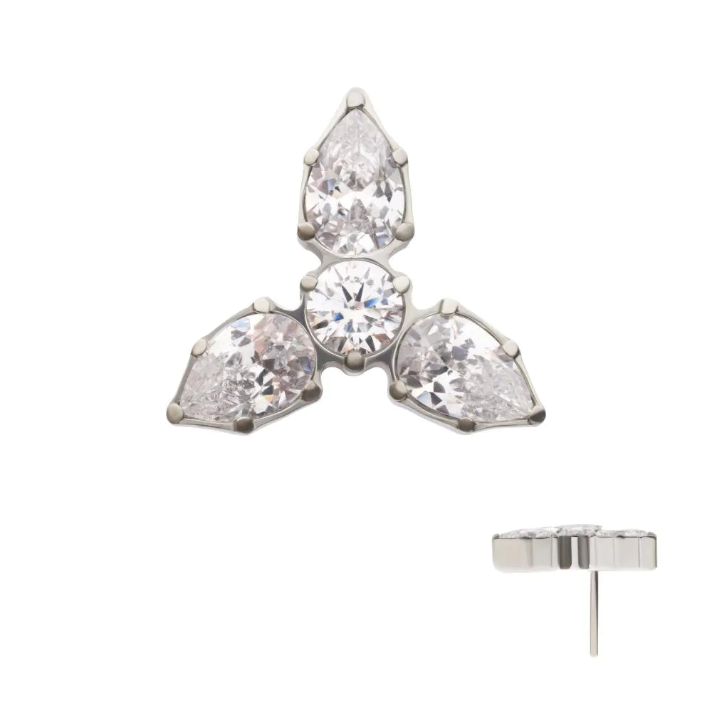 Titanium Threadless Teardrop Gem Trinity Top
