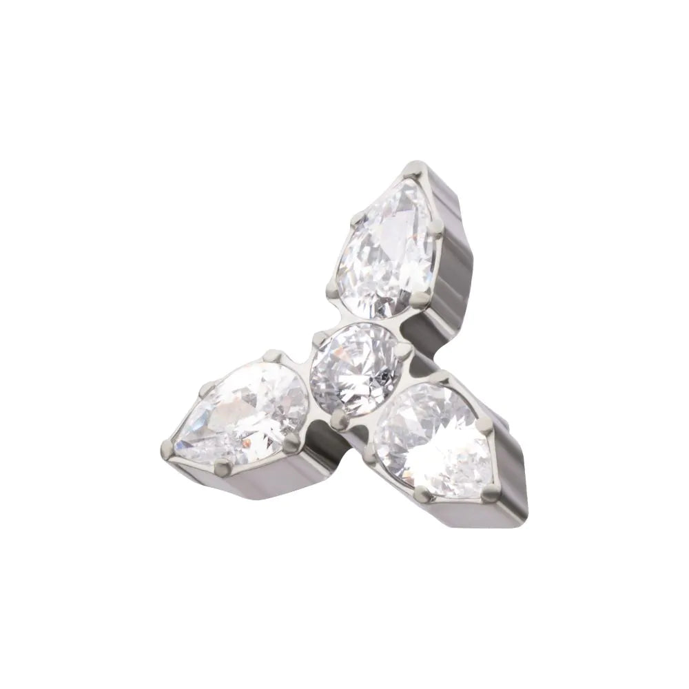 Titanium Threadless Teardrop Gem Trinity Top