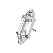 Titanium Threadless Trinity Round Crystal &amp; Prong Baguette Crystal Top