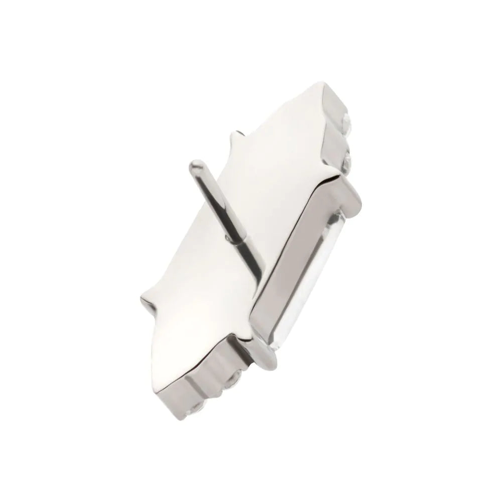 Titanium Threadless Trinity Round Crystal &amp; Prong Baguette Crystal Top