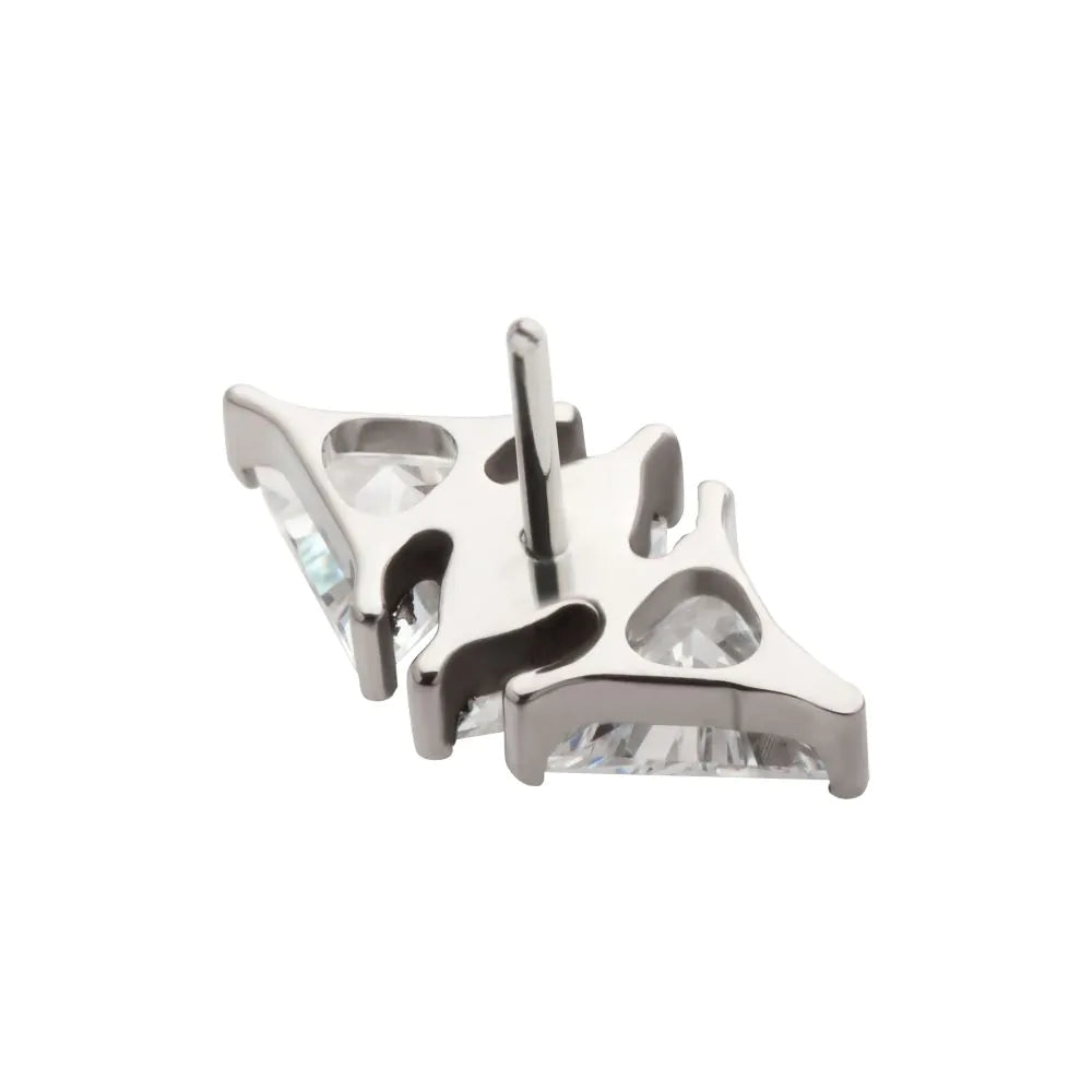 Titanium Threadless 3 Cluster Top Marquise &amp; Triangle Crystal