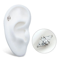 Titanium Threadless 3 Cluster Top Marquise &amp; Triangle Crystal