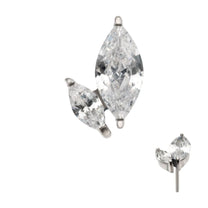 Titanium Threadless Marquise Crystal 2-Cluster Top