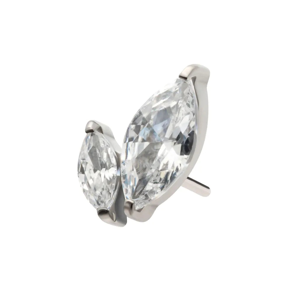 Titanium Threadless Marquise Crystal 2-Cluster Top