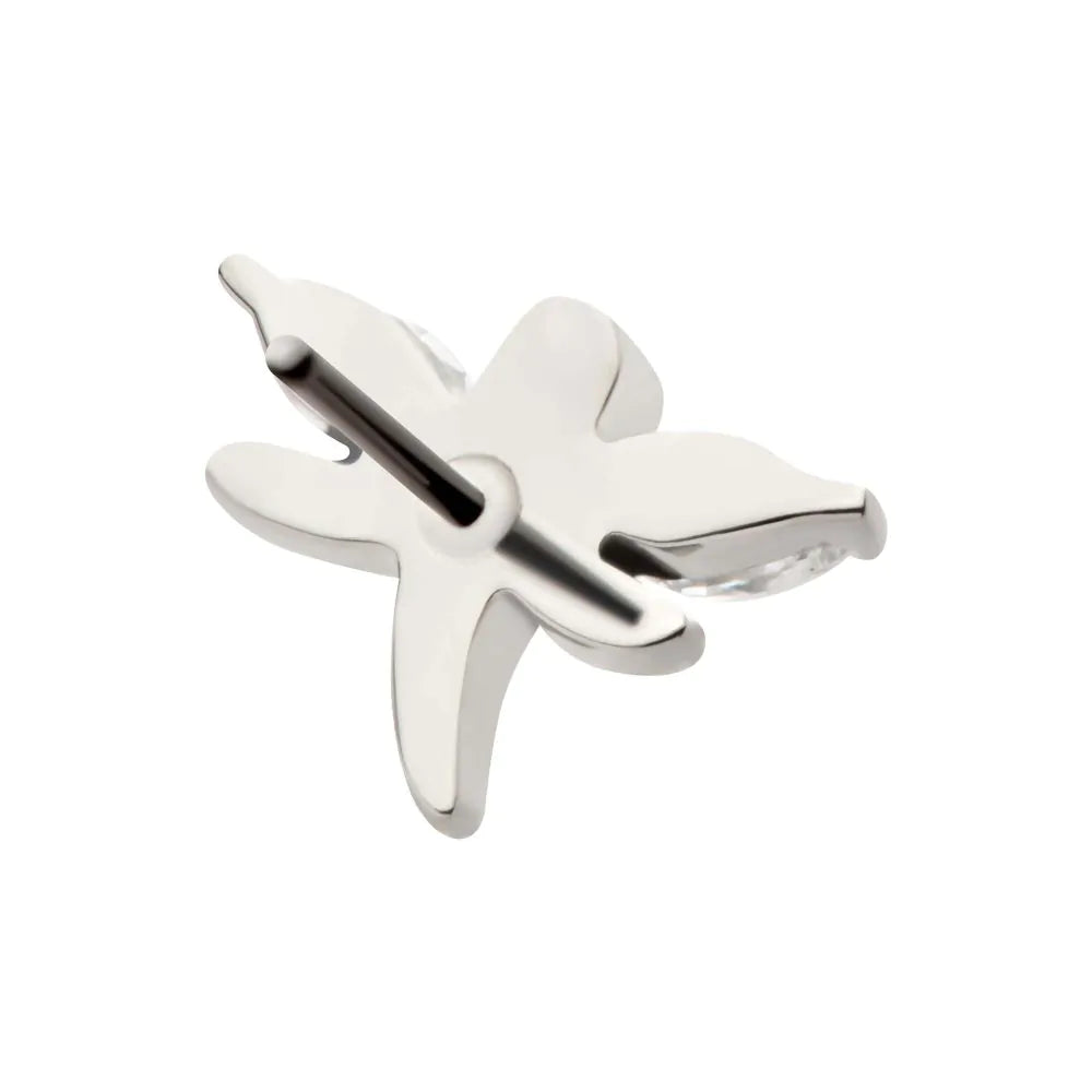 Titanium Threadless Prong Set Marquise CZ Dragonfly Top