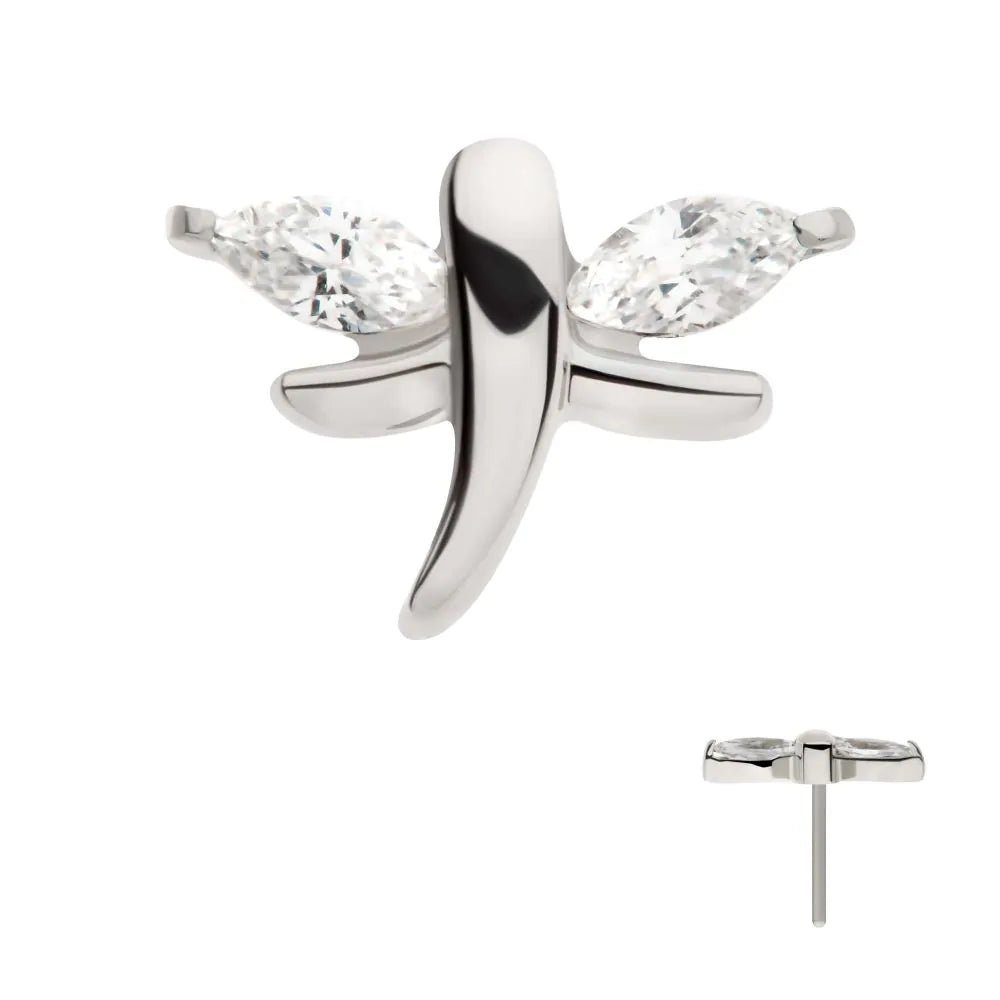 Titanium Threadless Marquise Crystal Dragonfly Top