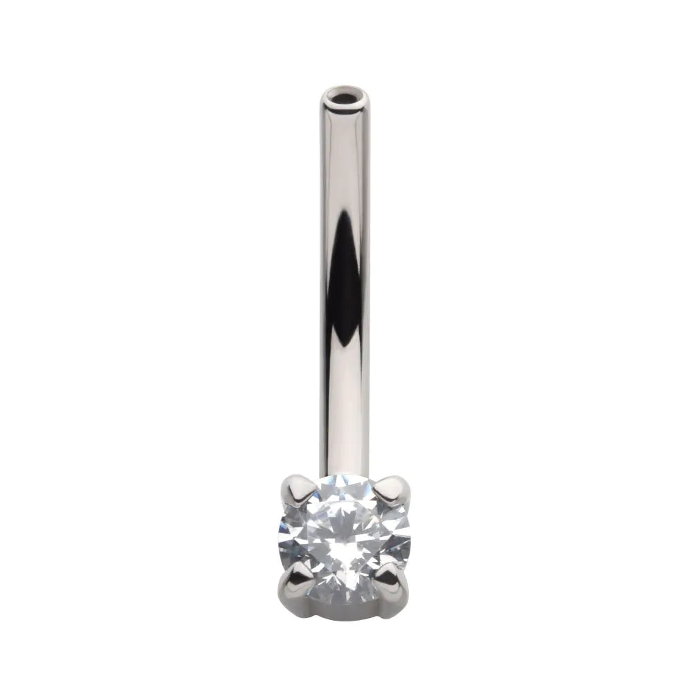Titanium Threadless Crystal Fixed Bottom Curved Barbell