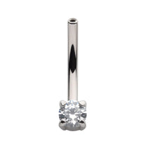 Titanium Threadless Crystal Fixed Bottom Curved Barbell