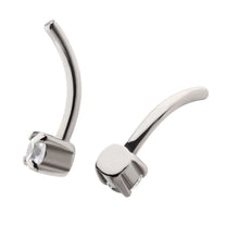 Titanium Threadless Crystal Fixed Bottom Curved Barbell
