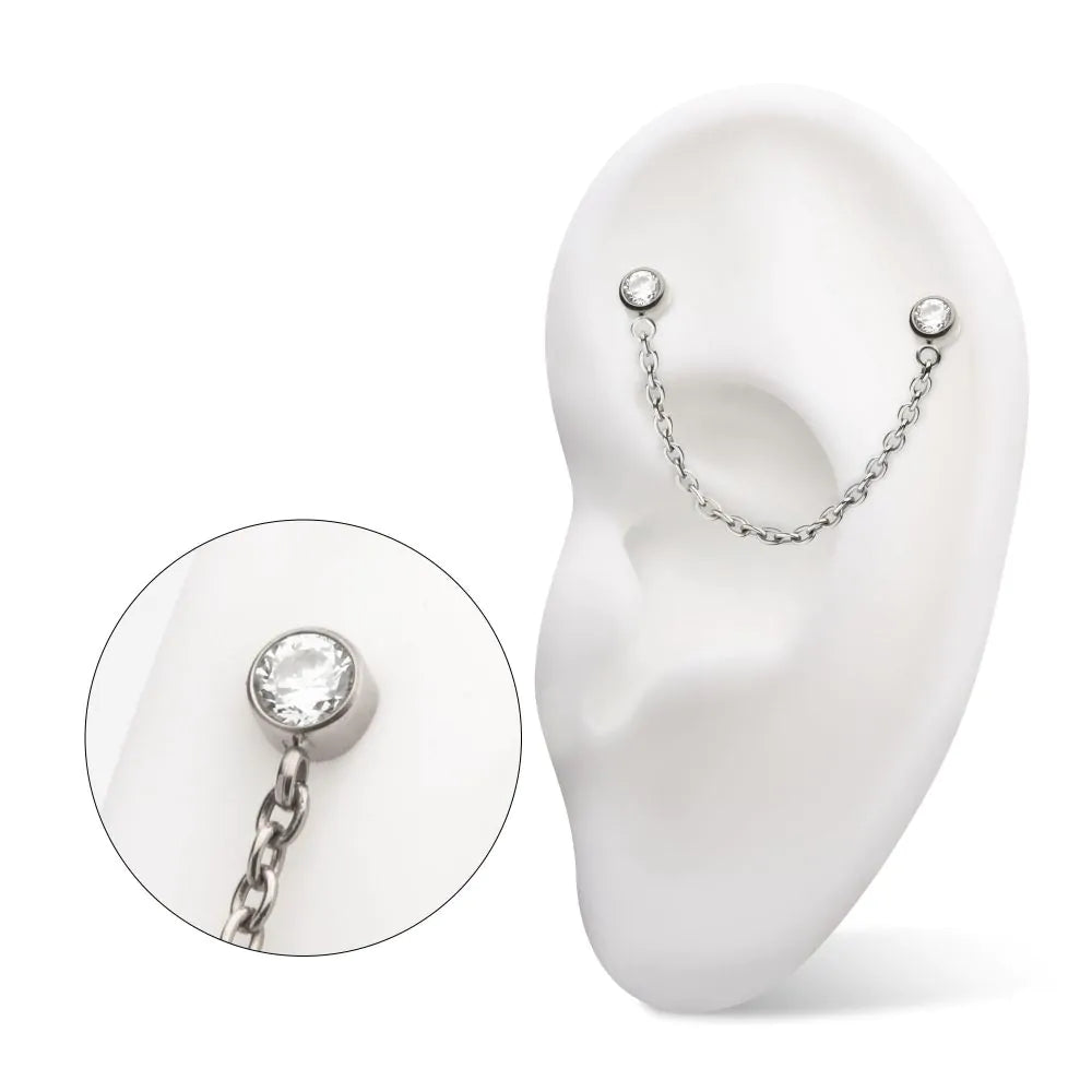 Titanium Threadless Double Gem Rolo Chain