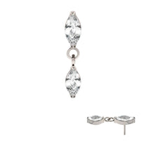 Titanium Threadless Marquise Double Dangle Top