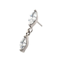 Titanium Threadless Marquise Double Dangle Top