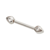 Titanium Threadless Bezel Pear Crystal Nipple Barbell | Sold by piece