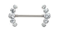 Titanium Semi-Bezel Set Round Gem
5-Cluster End Nipple Barbell 
(One Side Fixed, One Side Threadless )