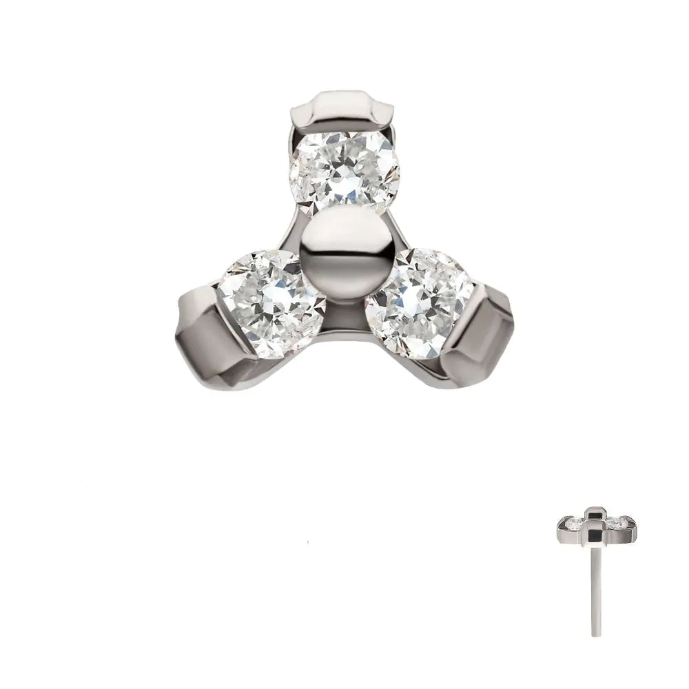 Titanium Threadless Petite Trinity Top 1.2mm Gem