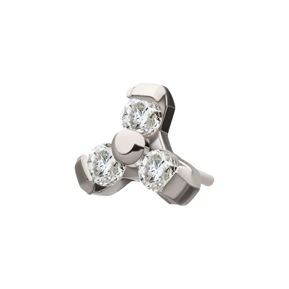 Titanium Threadless Petite Trinity Top 1.2mm Gem