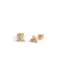 Triple Sparkly Gold Mini Stud Earrings
