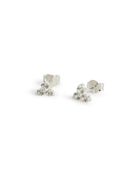Triple Sparkly Silver Mini Stud Earrings