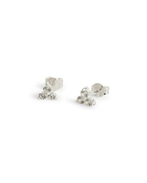 Triple Sparkly Silver Mini Stud Earrings