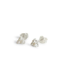 Triple Pearl Silver Stud Earrings