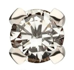 14Kt White Gold Threadless with Prong Set Genuine Diamond Top