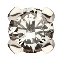 14Kt White Gold Threadless with Prong Set Genuine Diamond Top