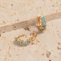 Turquoise Gold Galaxy Huggie Hoops