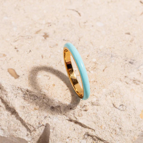 Turquoise Enamel Gold Ring