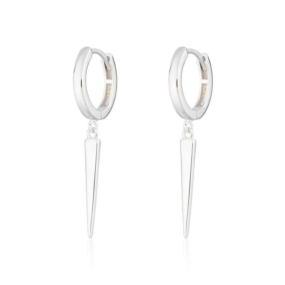 Silver Spike Hoop Earrings
