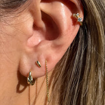 Perline Yellow Gold Plated Beaded Chain Stud Earring